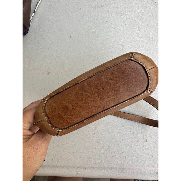 Vintage Y2K Coach 9844 Cognac Leather Brass Tag Mini Hobo Demi Baguette Bag - Picture 5 of 8